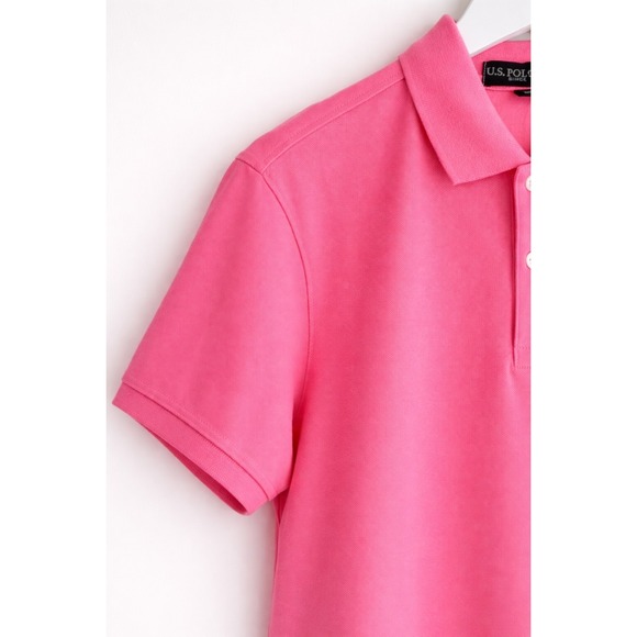 U.S. Polo Assn. Mens Solid Pique Polo With Small Pony Pink Moon Medium NWT - Picture 3 of 7